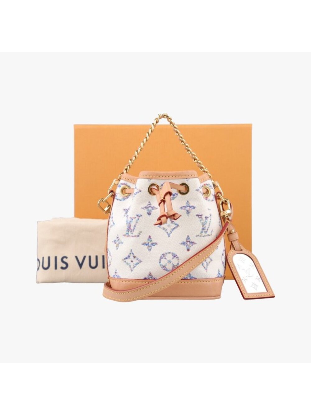 Louis Vuitton Nano Noe White Multicolor Monogram Jacquard Bucket Bag
